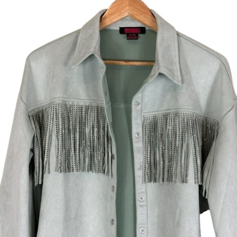 NWT Rock & Roll Studded Fringe Faux Suede Skirt Set Mint Western Cowgirl S/XS - Picture 6 of 9
